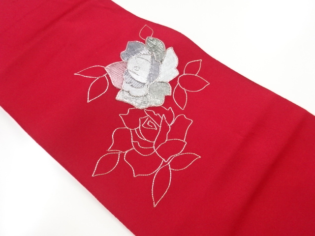 リサイクル　薔薇模様刺繍名古屋帯